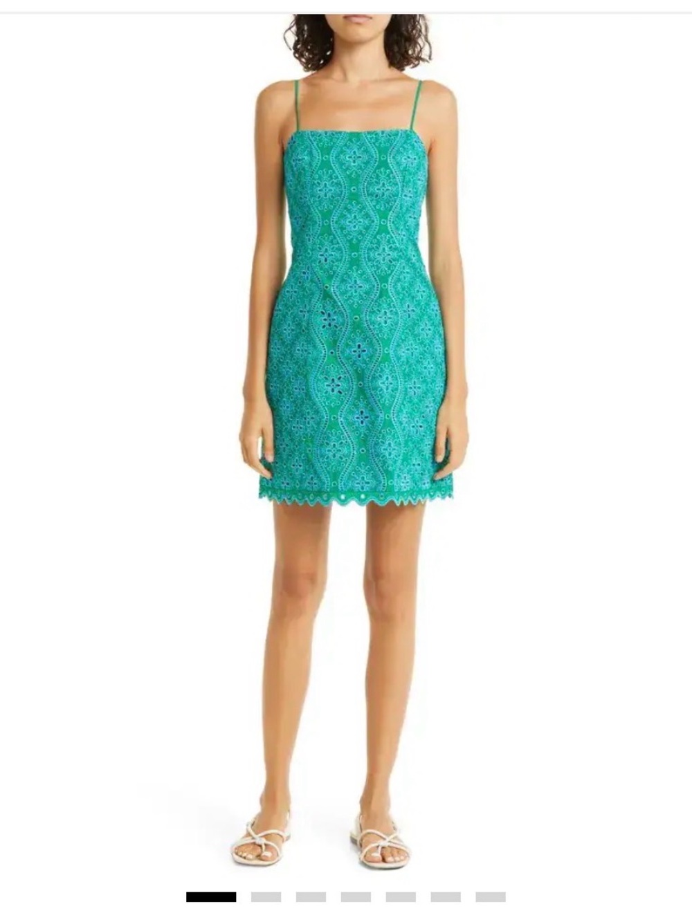 Green Eyelet Smocked Strapless Sundress